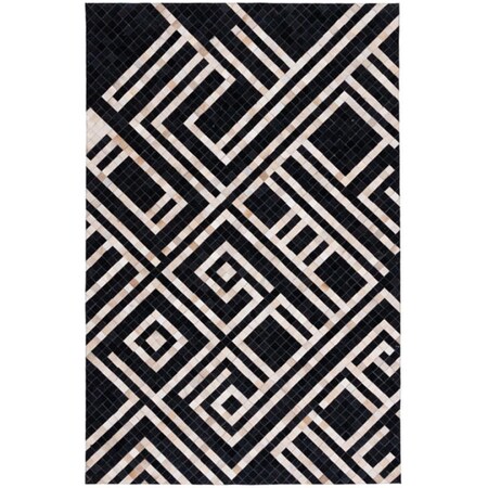 Safavieh 6 x 6 ft. Studio Leather Contemporary Flat Weave Square Rug Black & Ivory STL233Z-6SQ